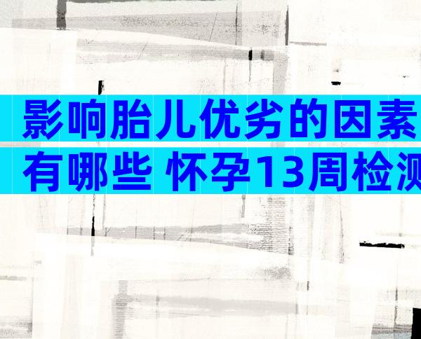 影响胎儿优劣的因素有哪些 怀孕13周检测男性女性准吗